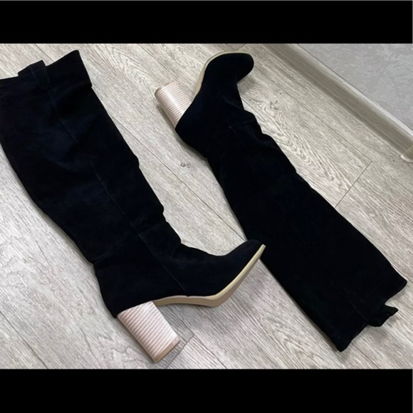 SYDNEY SLOUCH KNEE HIGH BLACK BOOTS - Picture 3 of 6